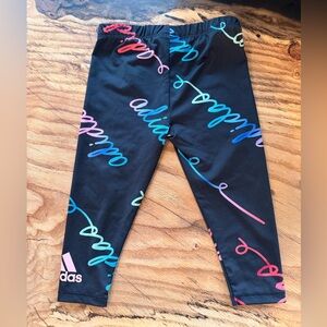 Adidas Girls Leggings 18M Black Rainbow Logo Athletic Pants